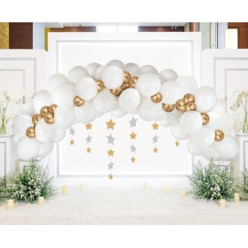 Colour White-Gold White Balloon, Balloon Garland 70pcs Set