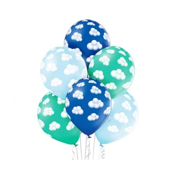 Baby Fluffy Clouds Boy, Balloon set, 6 pcs, 12 inch (30 cm)