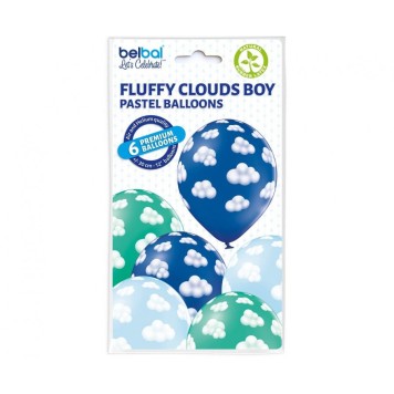 Baby Fluffy Clouds Boy, Balloon set, 6 pcs, 12 inch (30 cm)