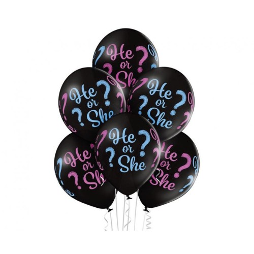 Happy Birthday He or She, Boy or Girl Balloon, 6 pcs 12 inch (30cm)
