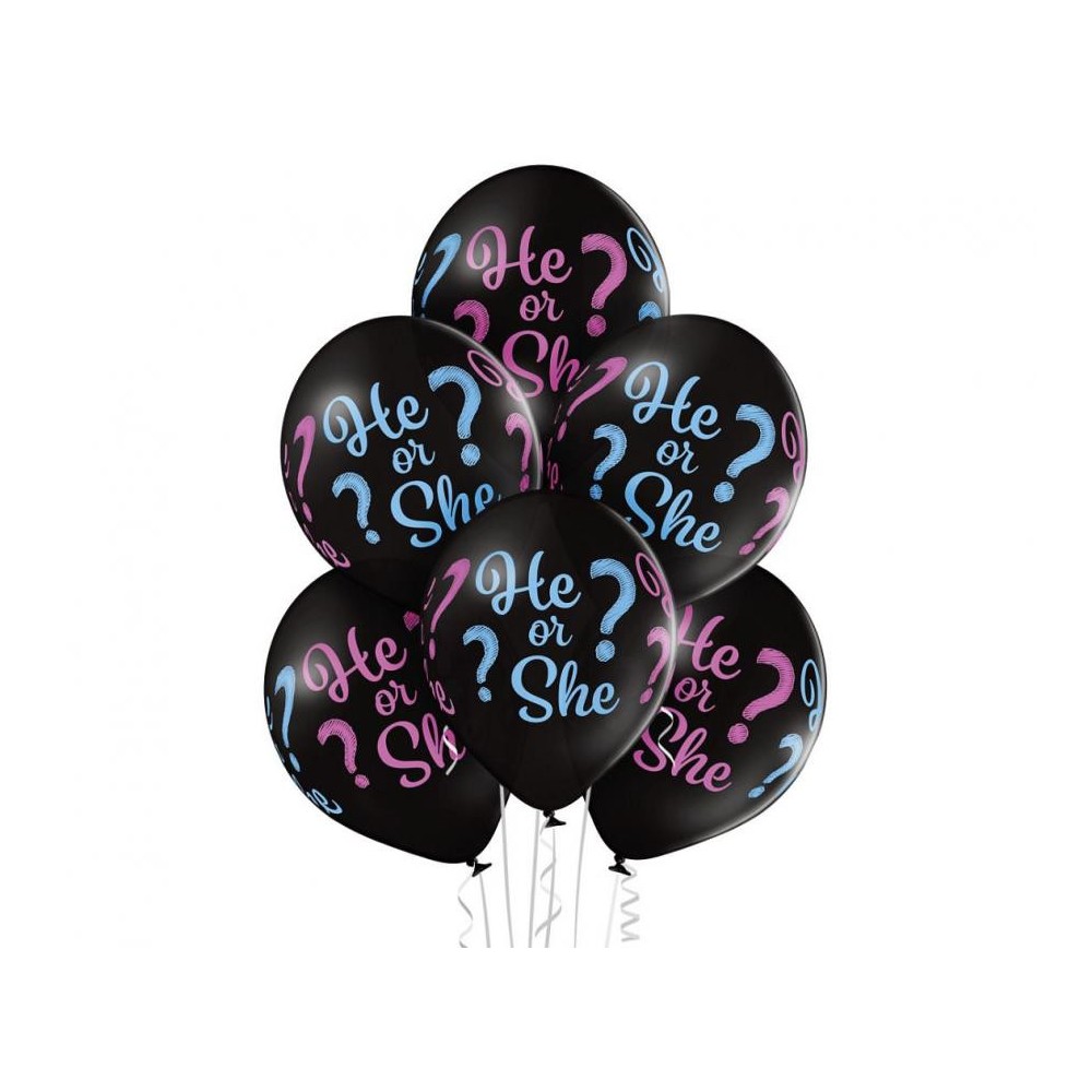 Happy Birthday He or She, Boy or Girl Balloon, 6 pcs 12 inch (30cm)