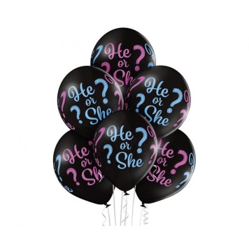Happy Birthday He or She, Boy or Girl Balloon, 6 pcs 12 inch (30cm)