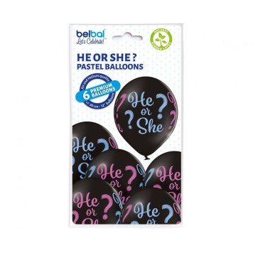 Happy Birthday He or She, Boy or Girl Balloon, 6 pcs 12 inch (30cm)