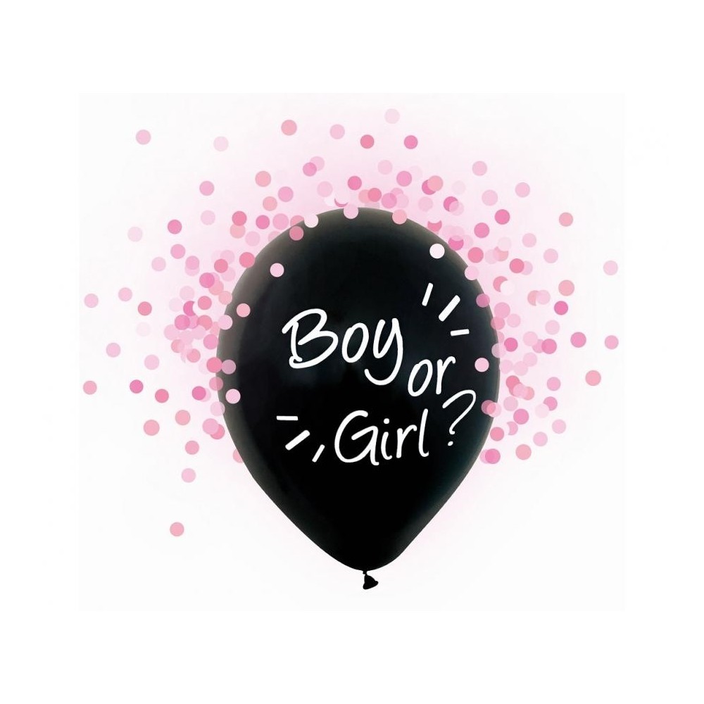 Boy or Girl Pink Pink Confetti Filled Balloon, 4 pcs 12 inch (30 cm)