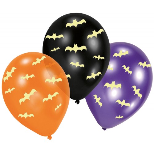 Halloween Bats glow-in-the-dark balloon, 6 pcs 11 inch (27.5 cm)