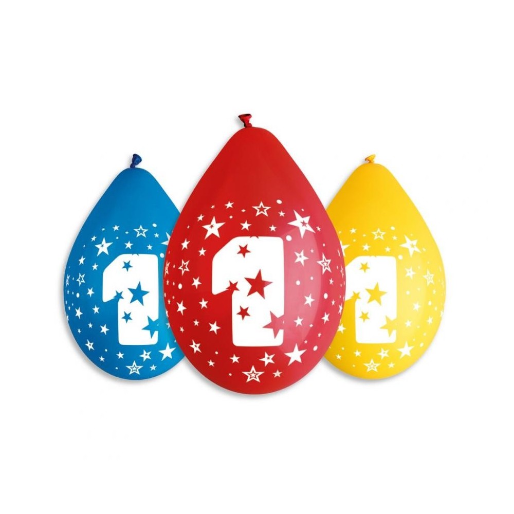 Happy Birthday Star Happy Birthday 1 Hanging Balloon, 5 pcs 12 inch (30 cm)