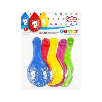 Happy Birthday Star Happy Birthday 1 Hanging Balloon, 5 pcs 12 inch (30 cm)