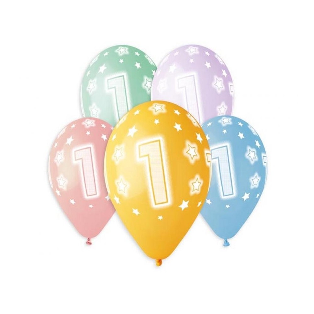 Happy Birthday Star Happy Birthday 1 balloon, 5-piece set 13 inches (33 cm)