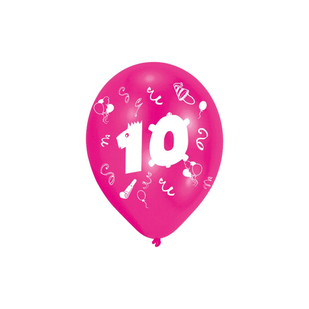 Happy Birthday Ribbon Happy Birthday 10 Balloons, 8 pcs, 10 inch (25.4cm)
