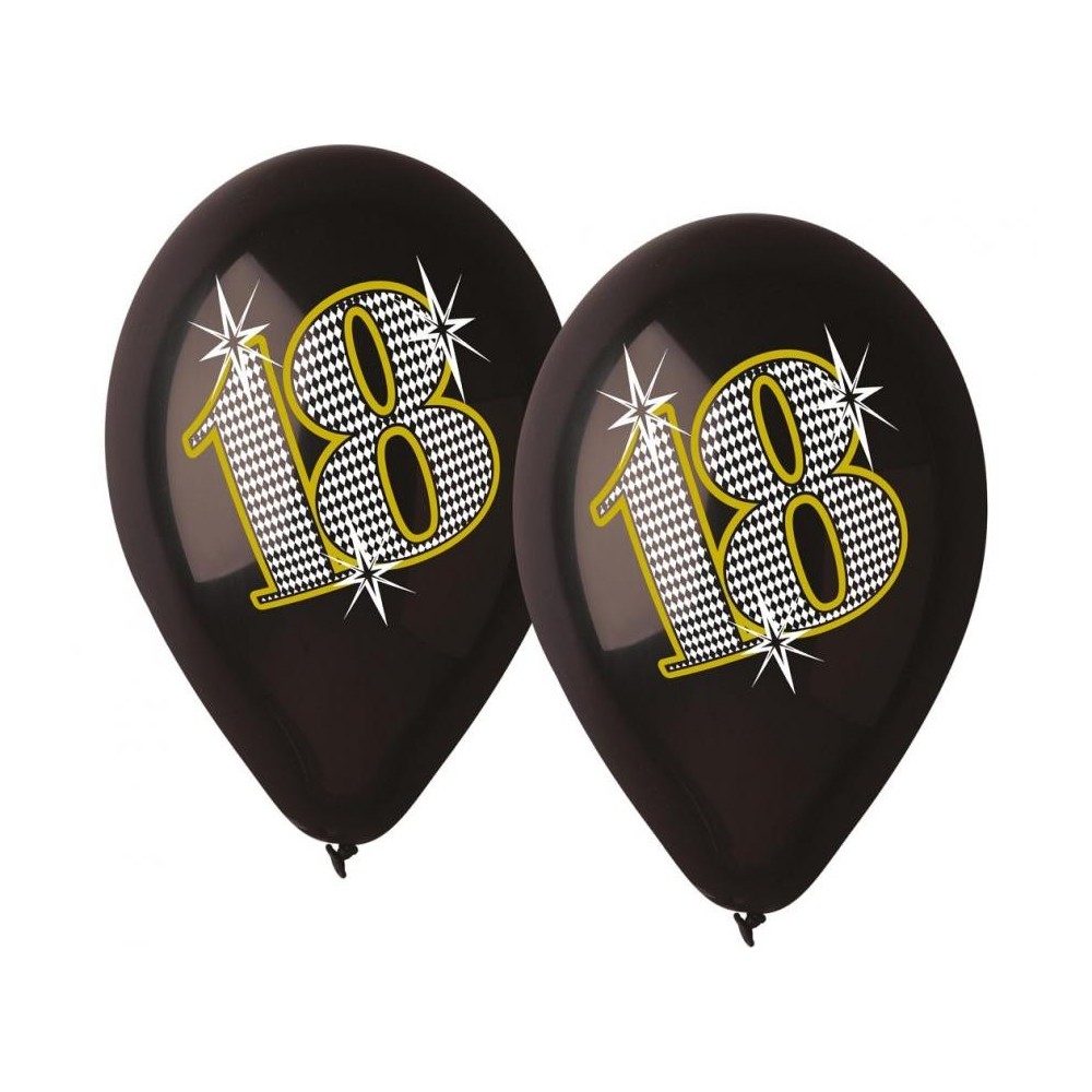Happy Birthday Black Happy Birthday 18 balloons, 5 pcs 12 inch (30 cm)