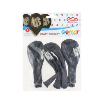 Happy Birthday Black Happy Birthday 18 balloons, 5 pcs 12 inch (30 cm)