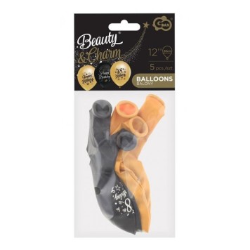 Happy Birthday Gold-Black Colorful Happy Birthday 18 Balloon, 5-piece set 12 inch (30 cm)