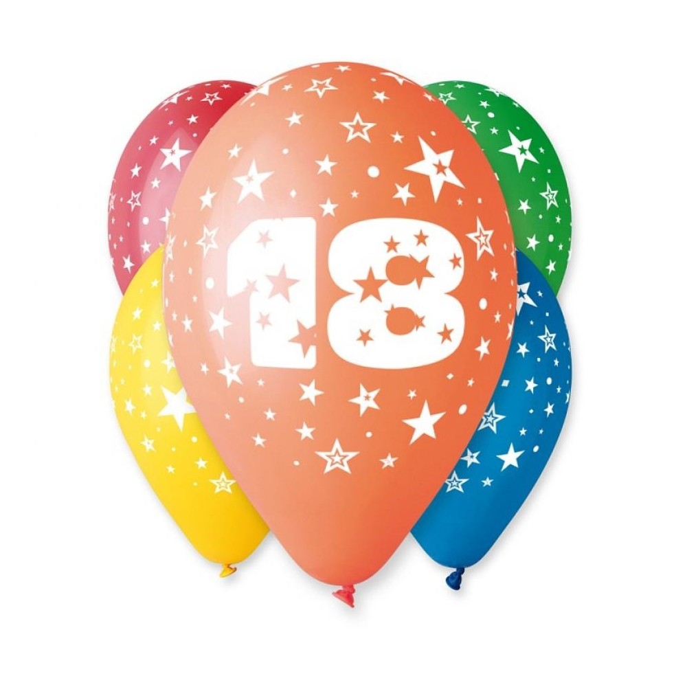 Happy Birthday Happy Birthday 18 Star balloon, 5 pcs 12 inch (30cm)