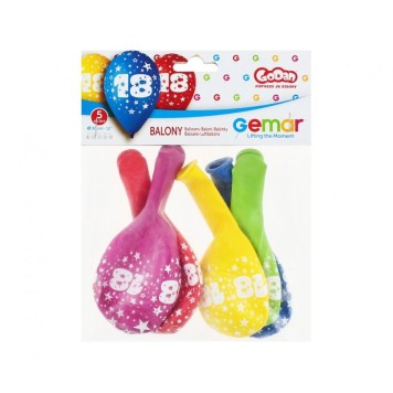 Happy Birthday Happy Birthday 18 Star balloon, 5 pcs 12 inch (30cm)