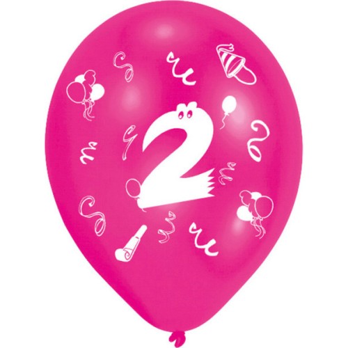 Happy Birthday Ribbon Happy Birthday 2 Balloons, Pack of 8, 10 inches (25.4 cm)