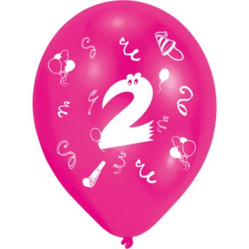 Happy Birthday Ribbon Happy Birthday 2 Balloons, Pack of 8, 10 inches (25.4 cm)