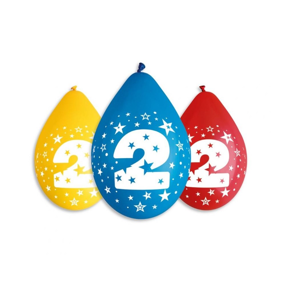 Happy Birthday Star Happy Birthday 2 suspended balloons, 5-piece set 12 inch (30 cm)