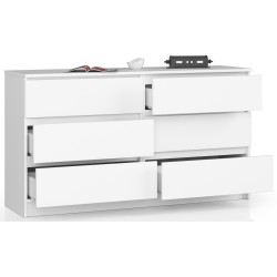 KOMODA K 140 cm 6 SZUFLAD BIAŁA