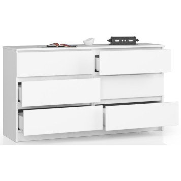 KOMODA K 140 cm 6 SZUFLAD BIAŁA