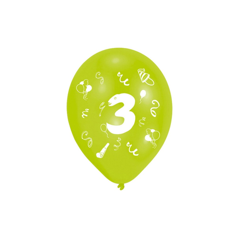 Happy Birthday Ribbon Happy Birthday 3 balloons, 8 pcs balloons 10 inch (25.4 cm)