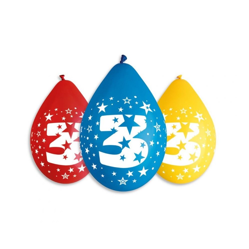 Happy Birthday Star Happy Birthday 3 hanging balloons, 5 pcs 12 inch (30 cm)