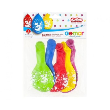 Happy Birthday Star Happy Birthday 3 hanging balloons, 5 pcs 12 inch (30 cm)