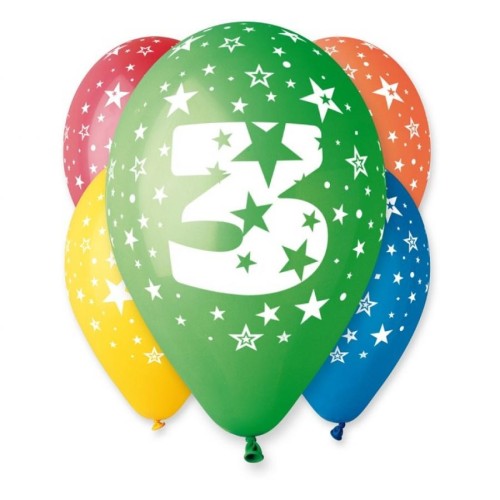 Happy Birthday Star Happy Birthday 3 balloons, 5 pcs 12 inch (30cm)