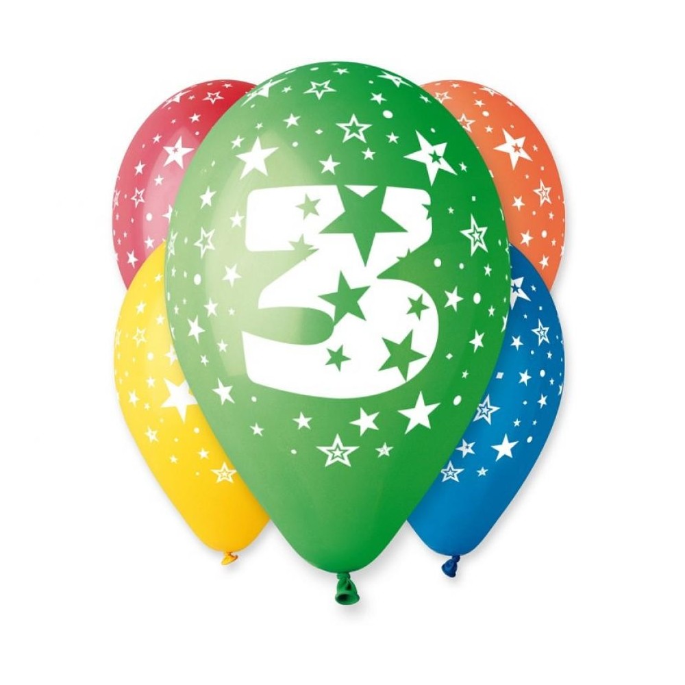 Happy Birthday Star Happy Birthday 3 balloons, 5 pcs 12 inch (30cm)