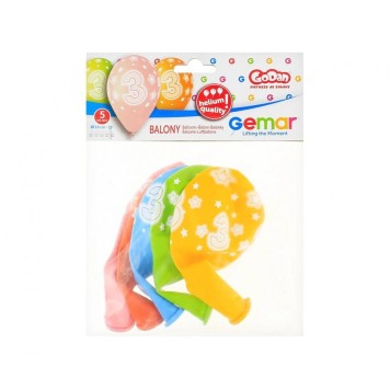 Happy Birthday Star Happy Birthday 3 balloons, pack of 5 13 inches (33 cm)