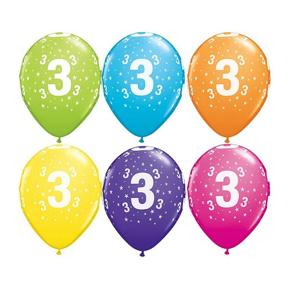 Happy Birthday Happy Birthday 3 Tropical Mix Balloon, 6 pcs 11 inch (28cm)