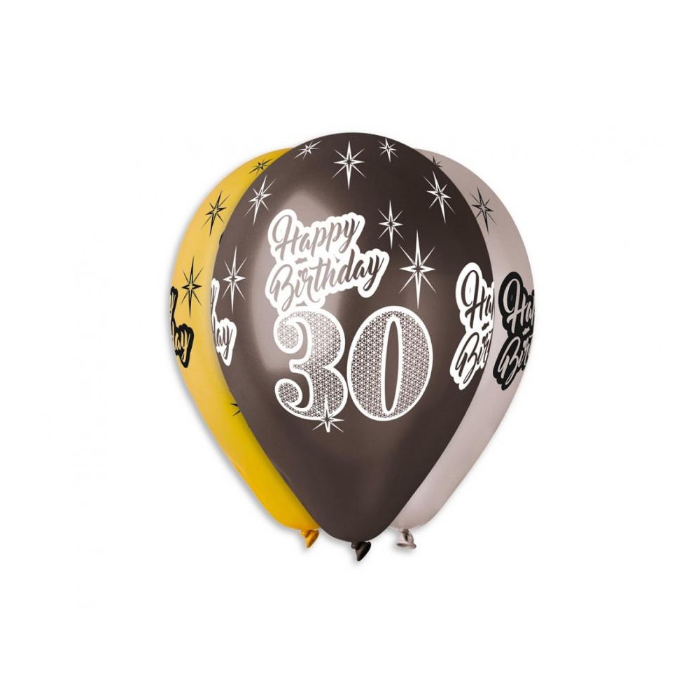 Happy Birthday Happy Birthday 30 Metallic Balloons, 6 pcs 12 inch (30 cm)