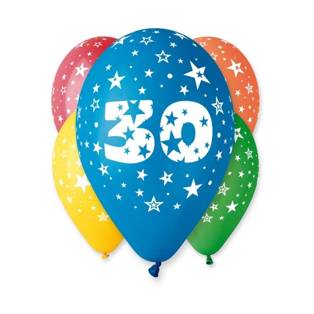 Happy Birthday Star Happy Birthday 30 balloons, 5-piece set 12 inch (30cm)