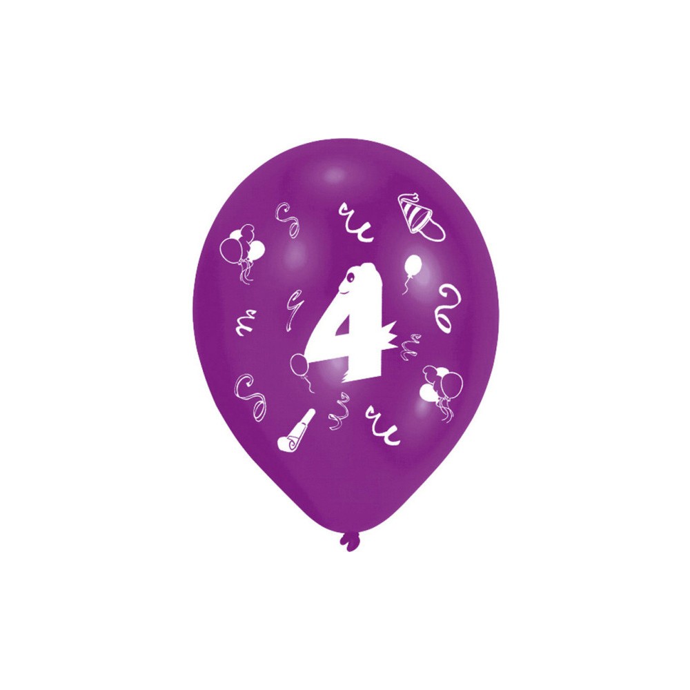 Happy Birthday Ribbon Happy Birthday 4 balloons, pack of 8 balloons, 10 inch (25.4cm)
