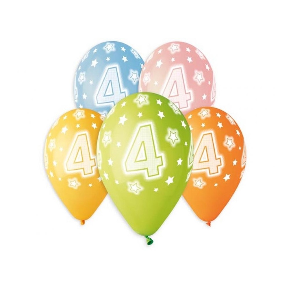 Happy Birthday Star Happy Birthday 4 balloons, 5 pcs 13 inch (33 cm)