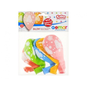 Happy Birthday Star Happy Birthday 4 balloons, 5 pcs 13 inch (33 cm)