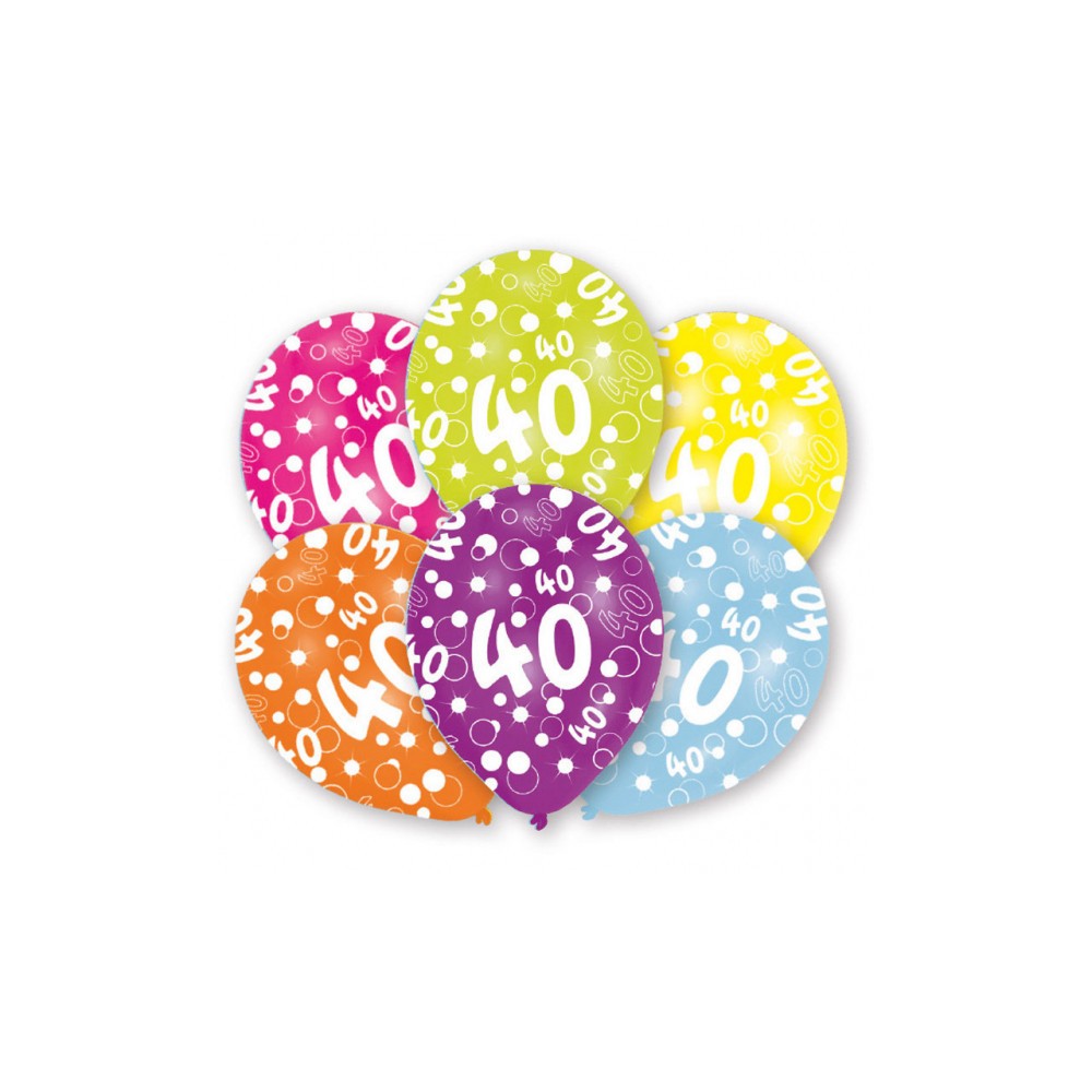 Happy Birthday Colorful Happy Birthday 40 balloon, 6 pcs 11 inch (27.5cm)