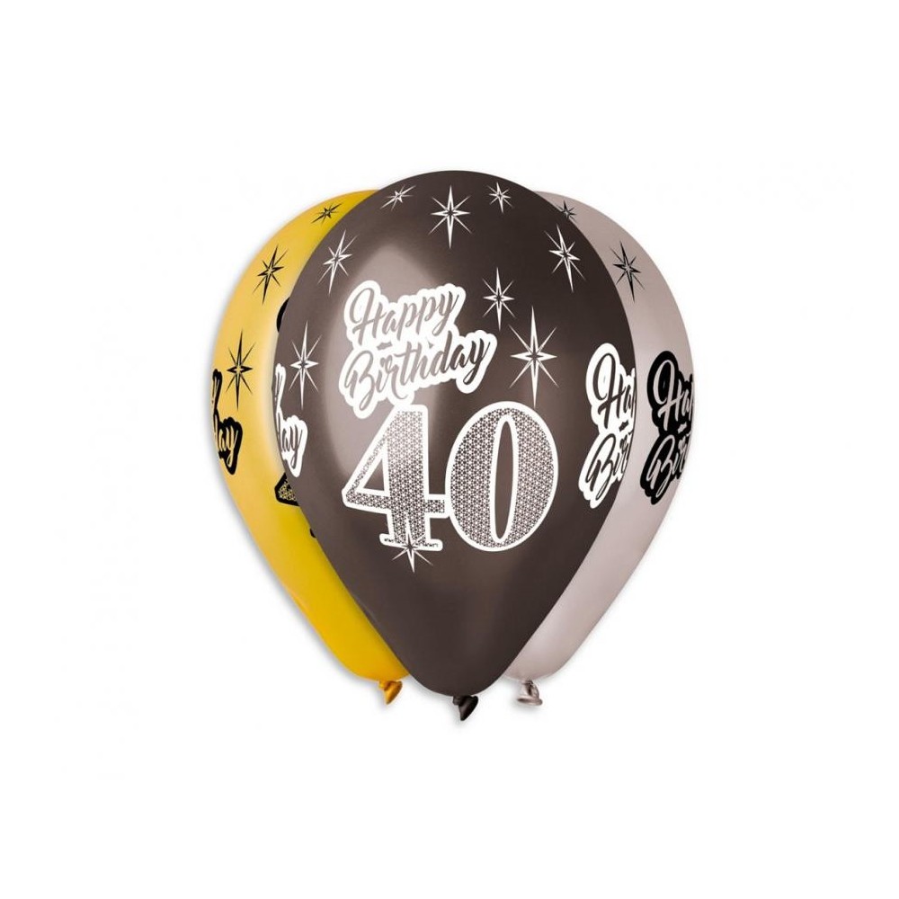 Happy Birthday Happy Birthday 40 Metallic Balloon, 6 pcs 12 inch (30 cm)