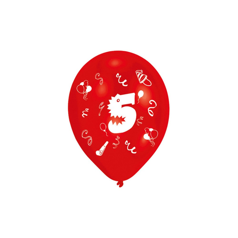 Happy Birthday Ribbon Happy Birthday 5 balloons, pack of 8 balloons, 10 inches (25.4 cm)