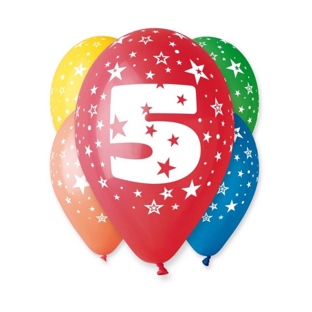 Happy Birthday Star Happy Birthday 5 balloons, 5 pcs 12 inches (30cm)