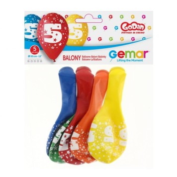 Happy Birthday Star Happy Birthday 5 balloons, 5 pcs 12 inches (30cm)