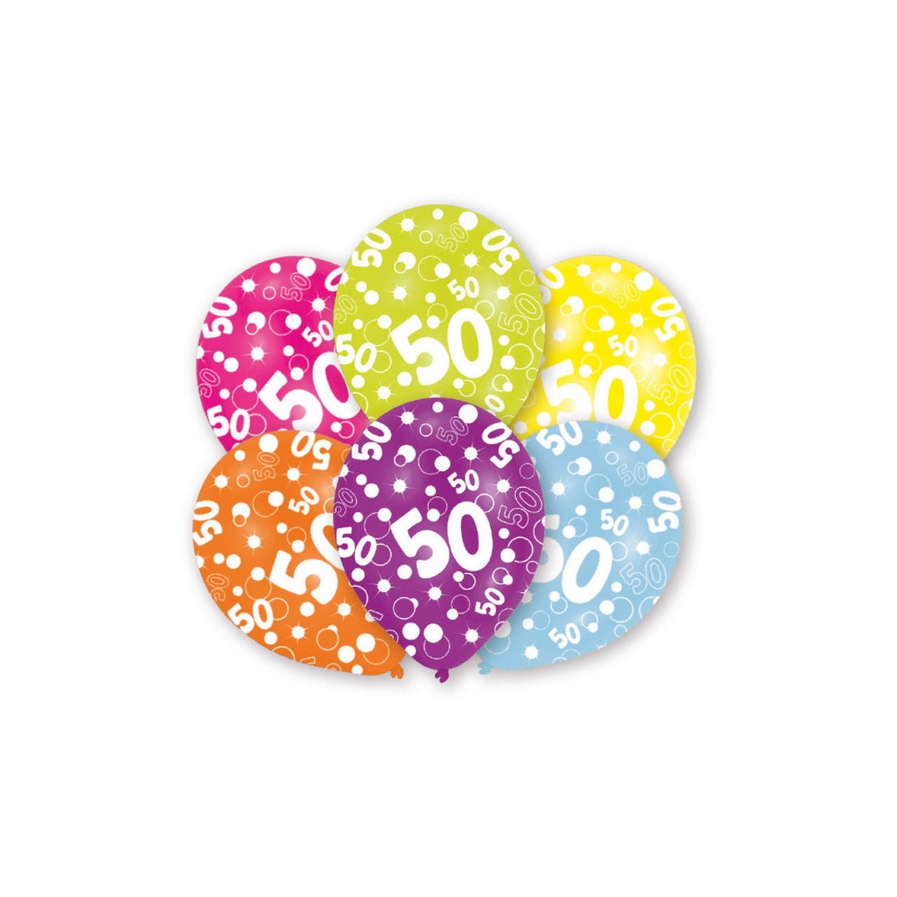 Happy Birthday Colorful Happy Birthday 50 Balloon, 6 pcs 11 inch (27.5cm)