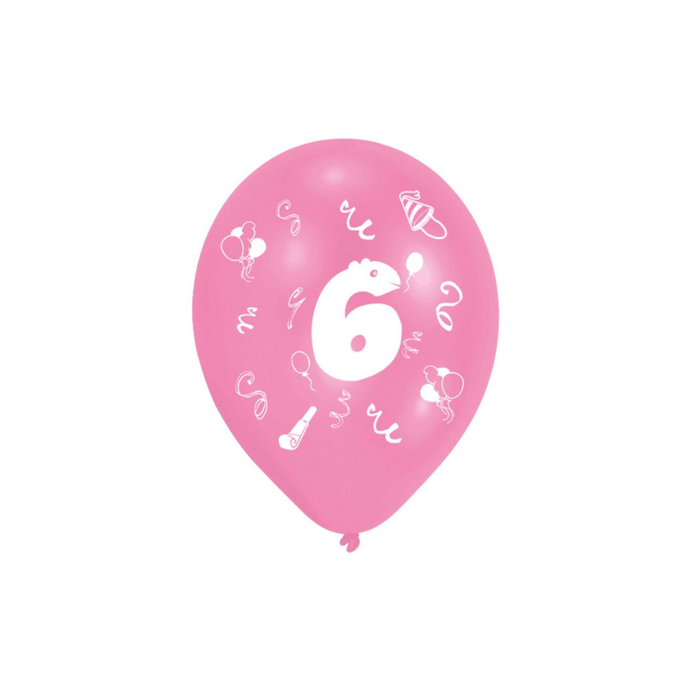 Happy Birthday Ribbon Happy Birthday 6 balloons, 8-piece set 10 inch (25.4cm)