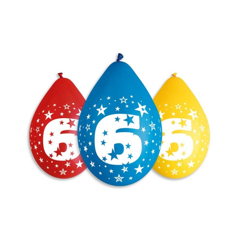 Happy Birthday Star Happy Birthday 6 hanging balloons, 5-piece set, 12 inch (30 cm)