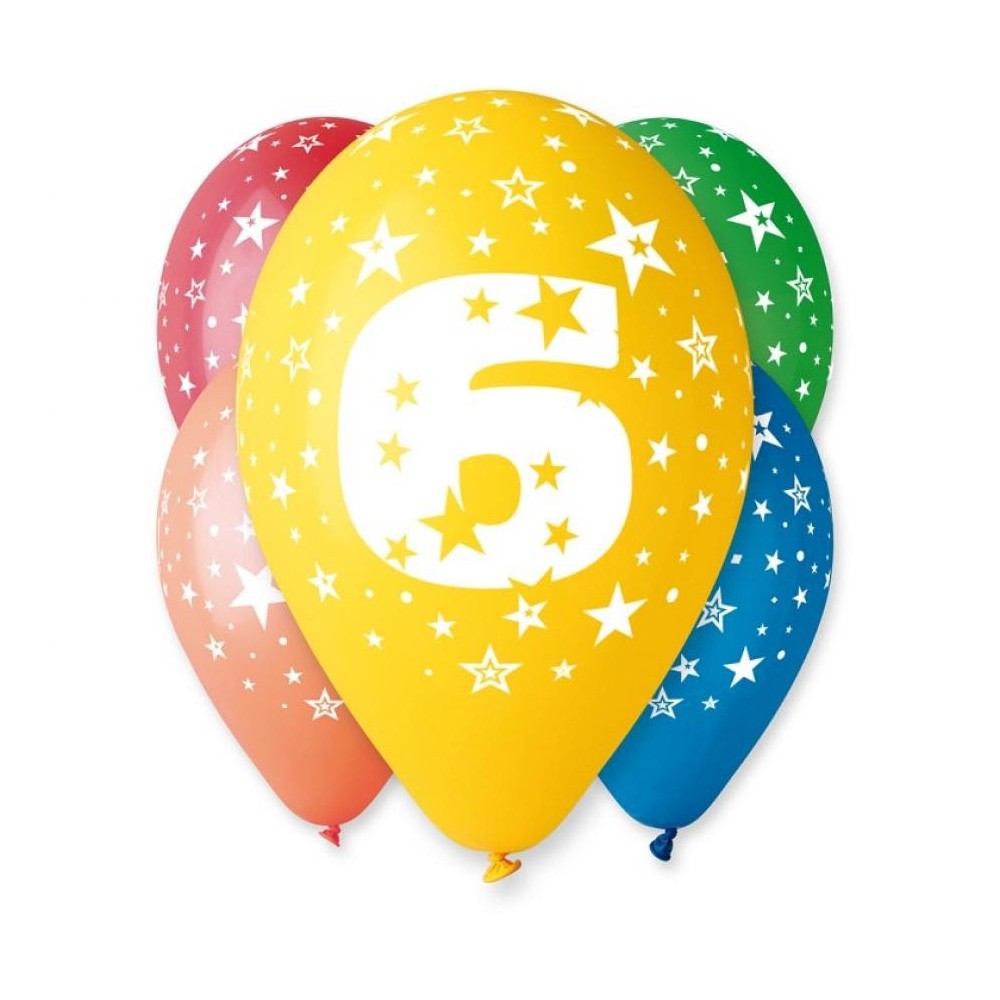 Happy Birthday Star Happy Birthday 6 balloons, 5 pcs 12 inch (30cm)