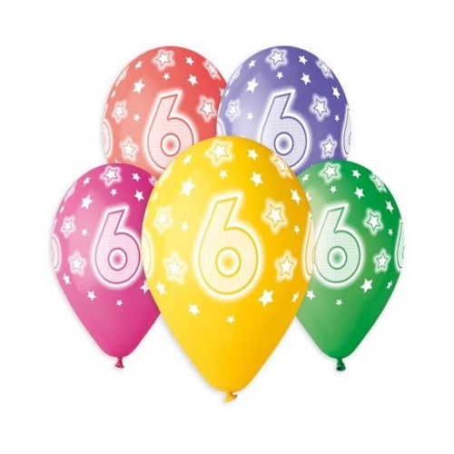 Happy Birthday Star Happy Birthday 6 balloons, 5-pack 13 inch (33 cm)