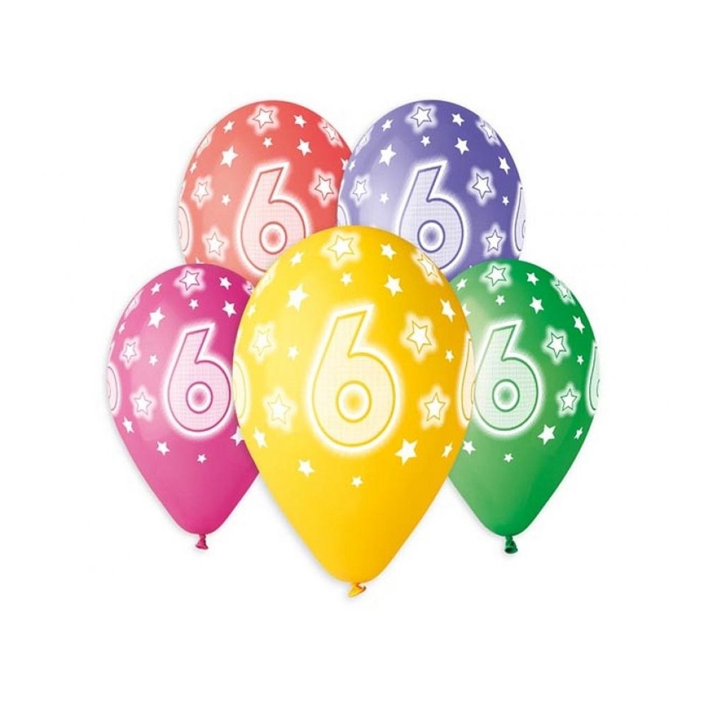 Happy Birthday Star Happy Birthday 6 balloons, 5-pack 13 inch (33 cm)
