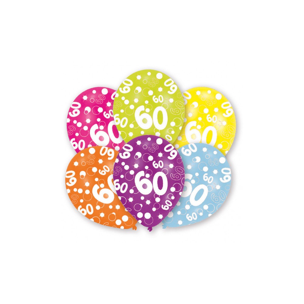 Happy Birthday Colorful Happy Birthday 60 balloons, 6 pieces 11 inch (27.5cm)