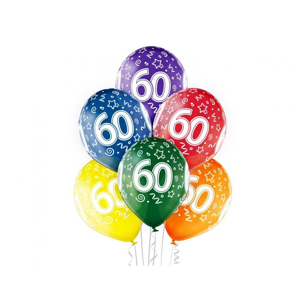 Happy Birthday Colorful Happy Birthday 60 balloon, 6-pack 12 inch (30cm)
