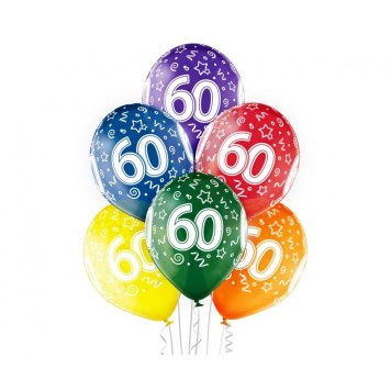 Happy Birthday Colorful Happy Birthday 60 balloon, 6-pack 12 inch (30cm)