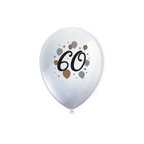 Happy Birthday Milestone Happy Birthday 60 Balloons, 6 pcs 11 inch (27.5 cm)
